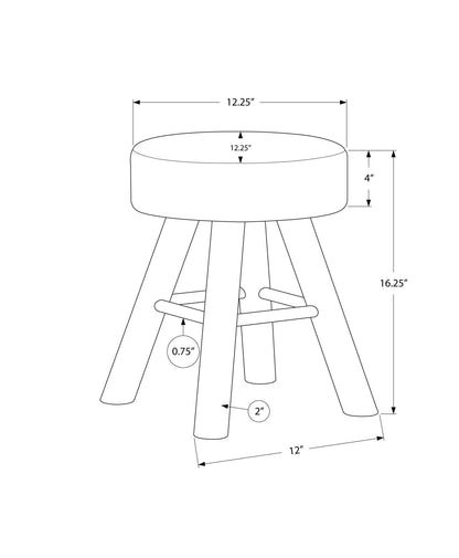 Ottoman, Pouf, Footrest, Foot Stool, Round, Natural Wood Legs, Contemporary, Modern