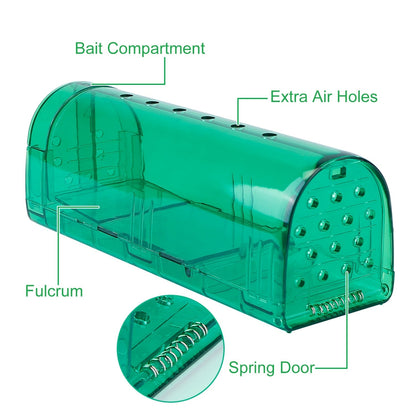 2Pcs Reusable Humane Mouse Trap Live Catch And Release Mouse Cage Animal Pest Rodent Hamster Capture Trap Finger Safe For Small Mice