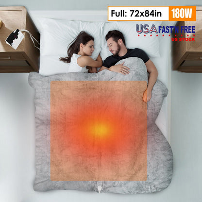 Electric Heated Full Size Fleece Heated Blanket with 10 Heating Levels 10 Hours Auto Off Machine Washable for Home Office Usage 72x84in