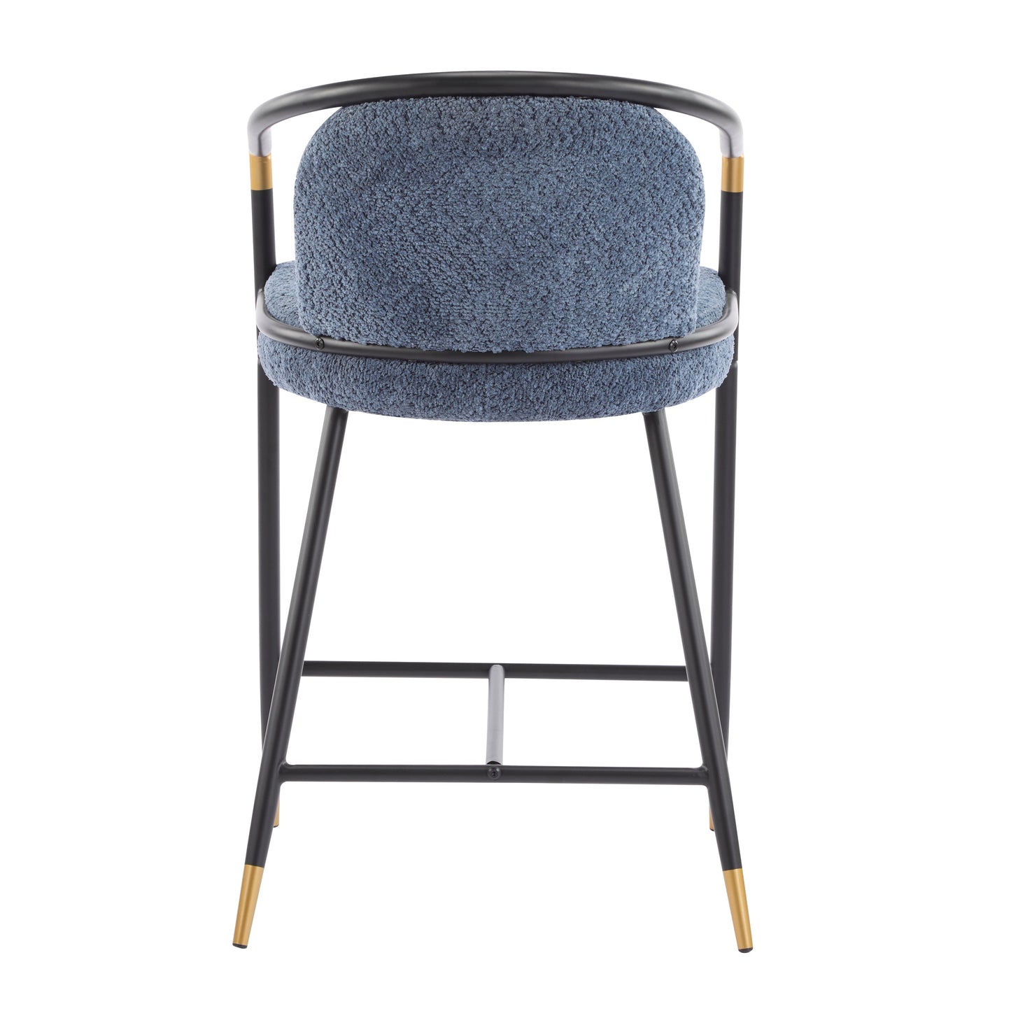 26" H Upholstered Counter Stool with Metal Frame (Set of 2) - Navy