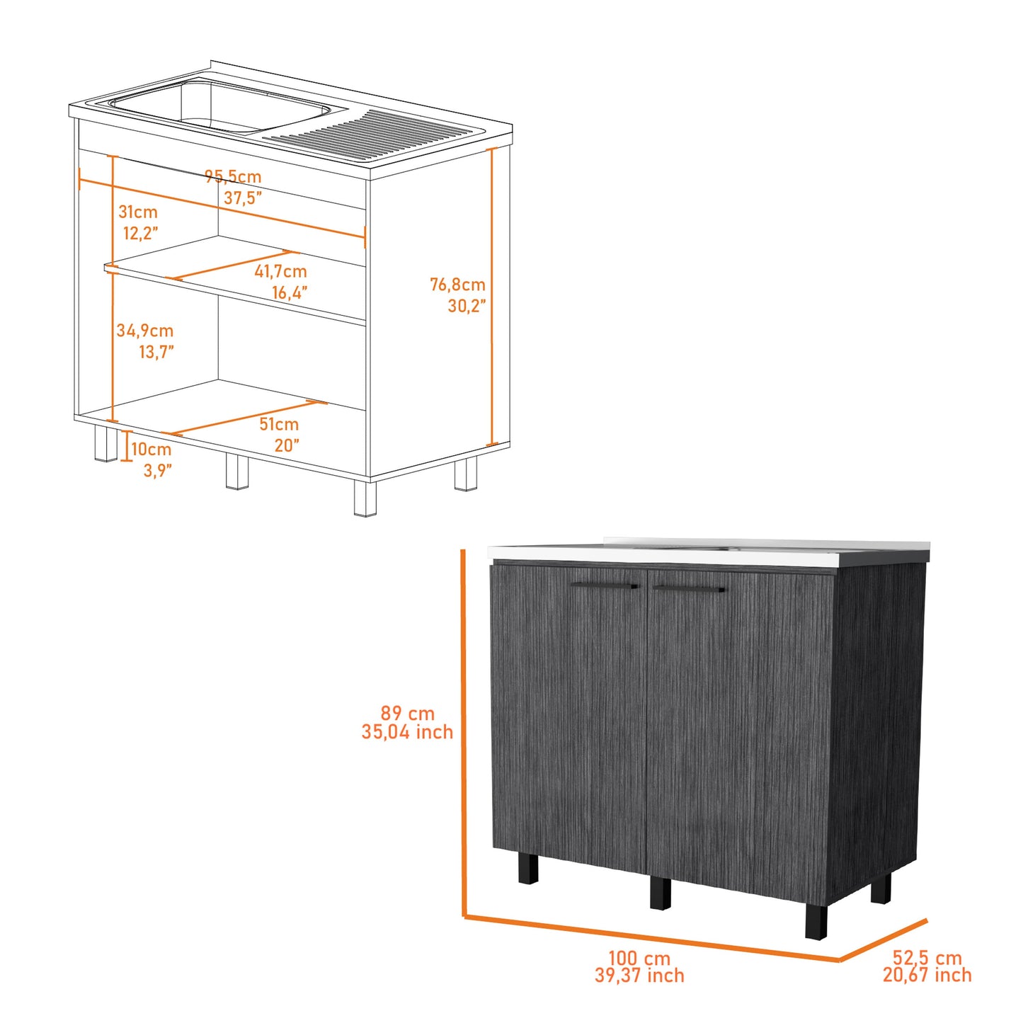 FM Furniture Oklahoma 2 Utility Sink & Cabinet