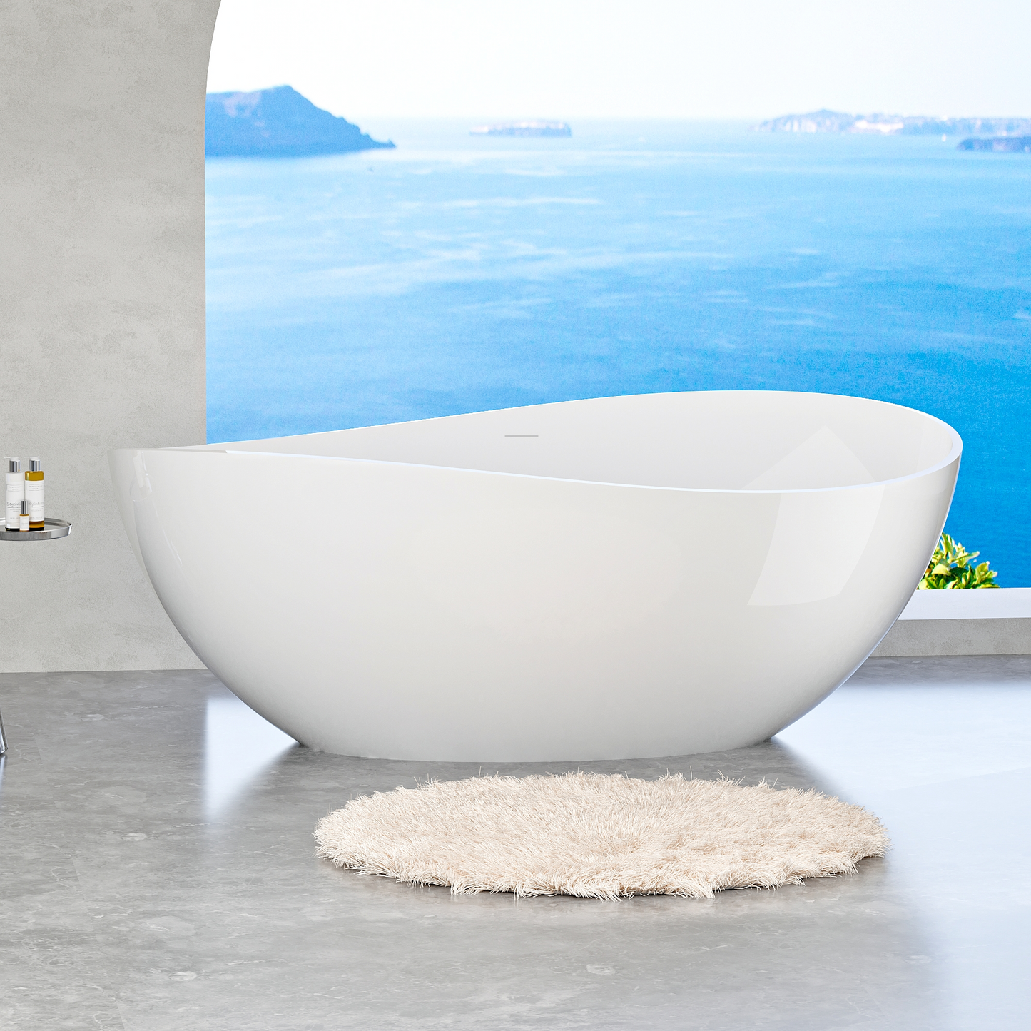 63" Freestanding Solid Surface Bathtub