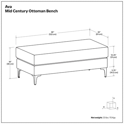 Ava - Versatile Mid Century Ottoman