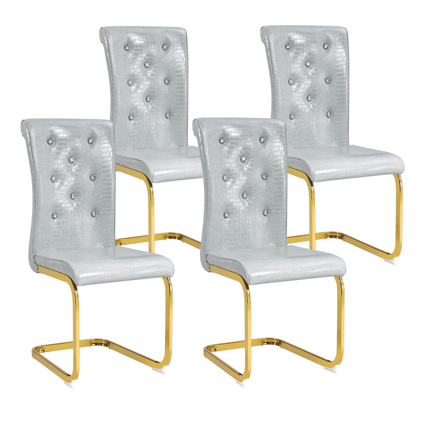 Elegant Design Alligator Skin Upholstered Dining Chairs