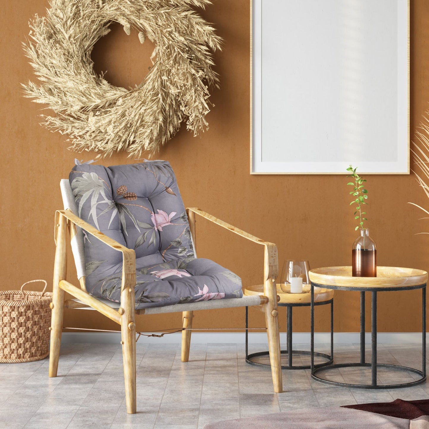 2Pcs Rocking Chair Cushion Upper And Lower Back And Seat Sets with Non-Slip Ties Polyester Fiber Filling Comfortable for Indoor Home Office Car