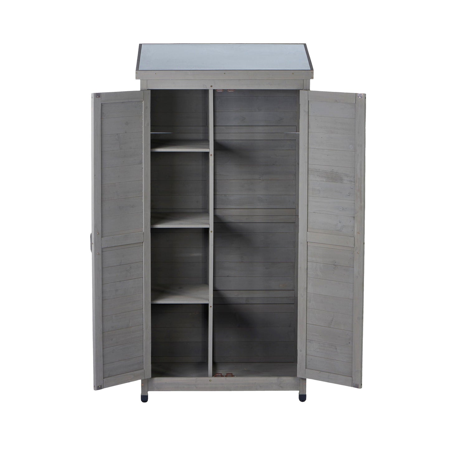 Outdoor Storage Shed With Vertical Tool Cabinet For Backyard