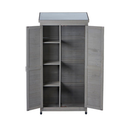 Outdoor Storage Shed With Vertical Tool Cabinet For Backyard
