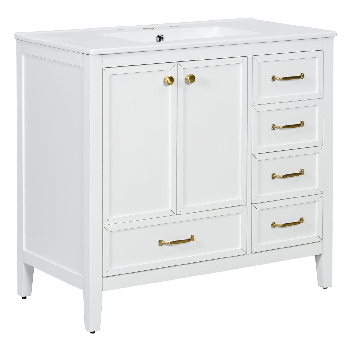 Elegant Vintage Bathroom Vanity With Sink and Soft Closing Drawers