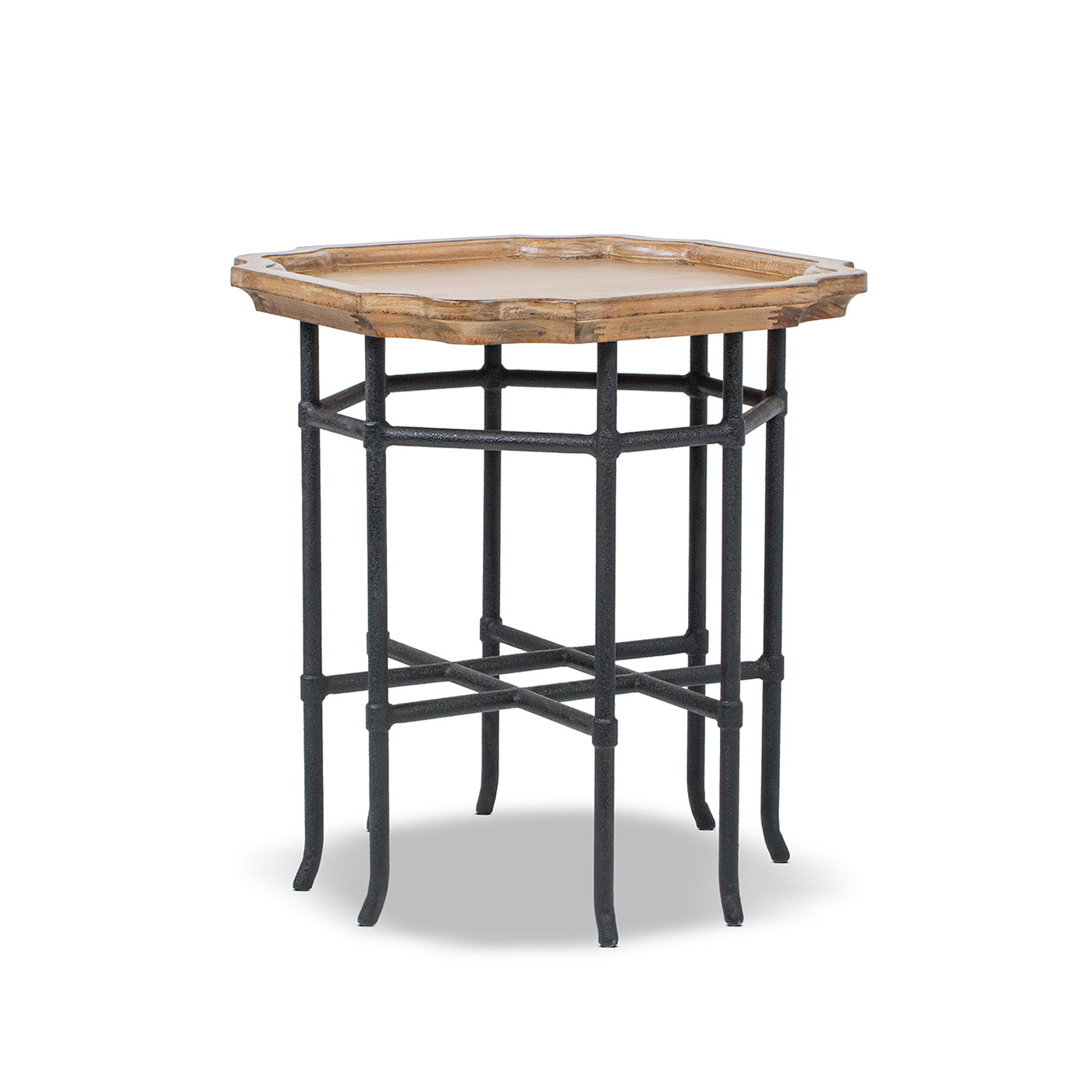 Foundry 24" Square Reclaimed Pine Wood & Iron Side Table Antique
