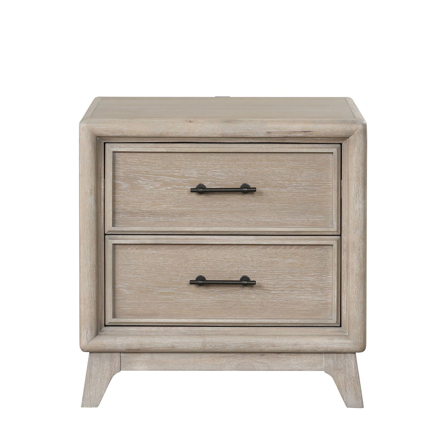 1 Piece Nightstand With Angled Feet, Dovetail Drawers, Bedroom Furniture - Oak