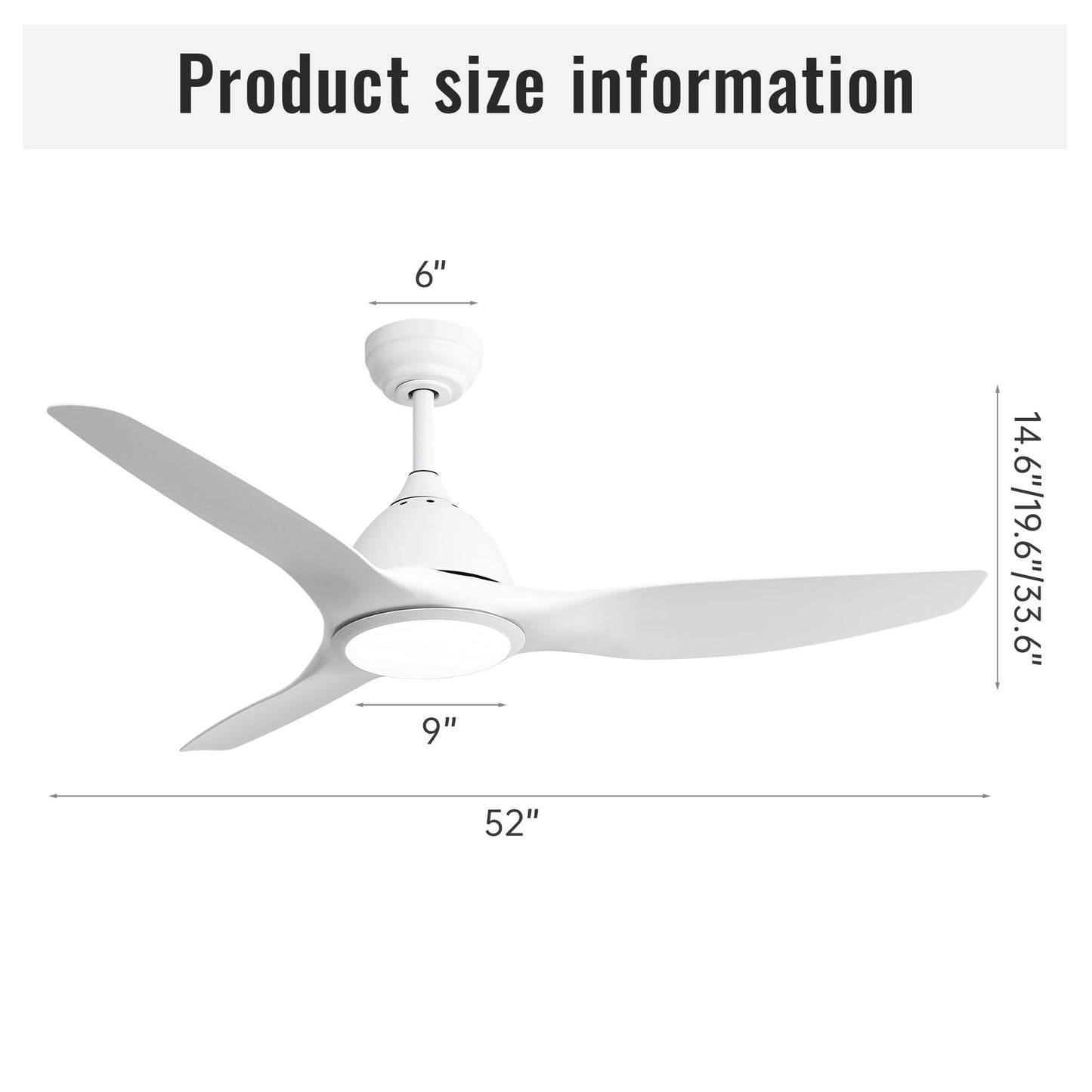 Bredoom Ceiling Fan With Remote Control And LED Light