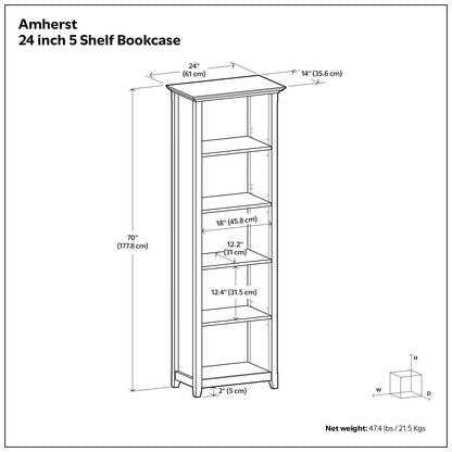 Amherst - 5 Shelf Bookcase, Handcrafted