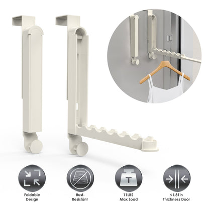 2Pcs Over The Door Hanger Hooks For Clothes Foldable Clothes Drying Rack For Laundry Coats Towels Portable Clothing Hanger Hook For 1.81In Thickness D