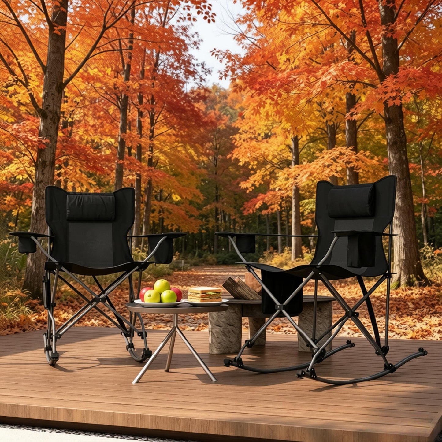 Set of 2 Folding Rocking Camping Chairs