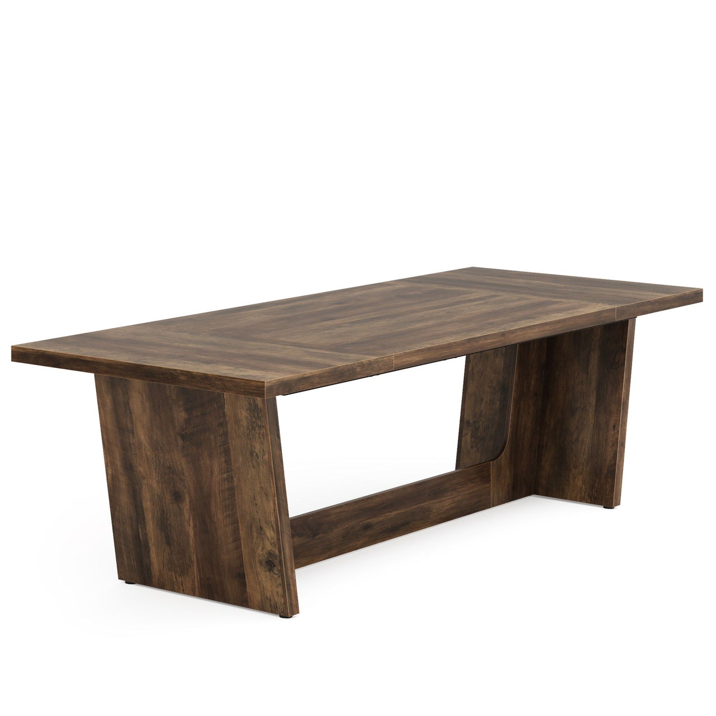 Executive Desk For Home Office, Computer Table With Pedestal, Large Writing Workstation - Brown