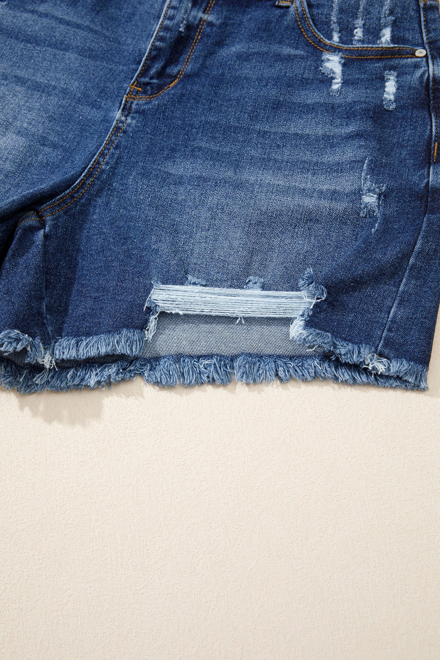 Holland Hem Distressed Whiskery Shorts