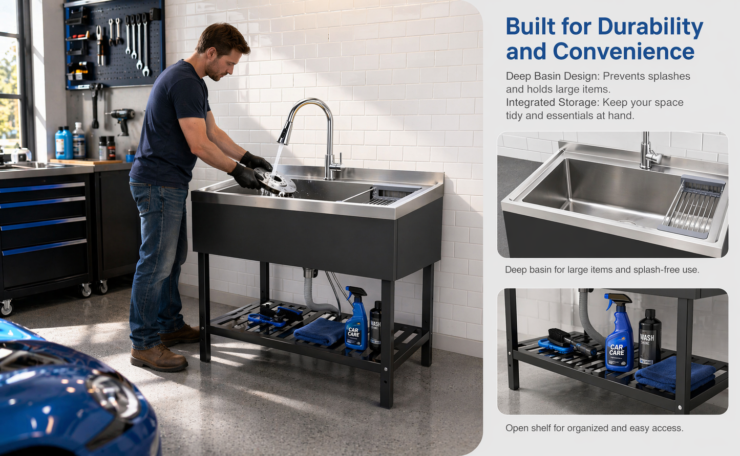 Stainless Steel Utility Sink, Freestanding Sink