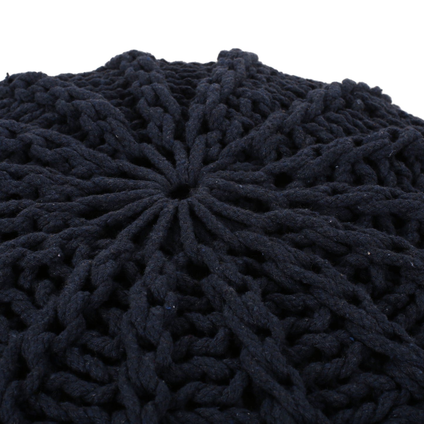 Bordeaux Knitted Round Pouf Ottoman And Floor Cushion