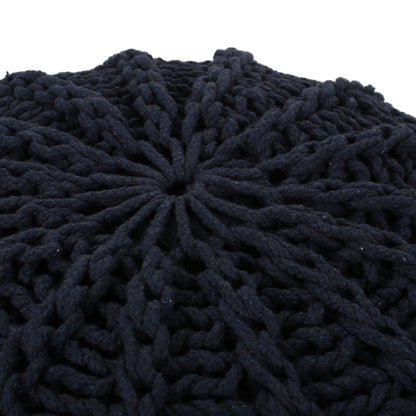 Bordeaux Knitted Round Pouf Ottoman And Floor Cushion