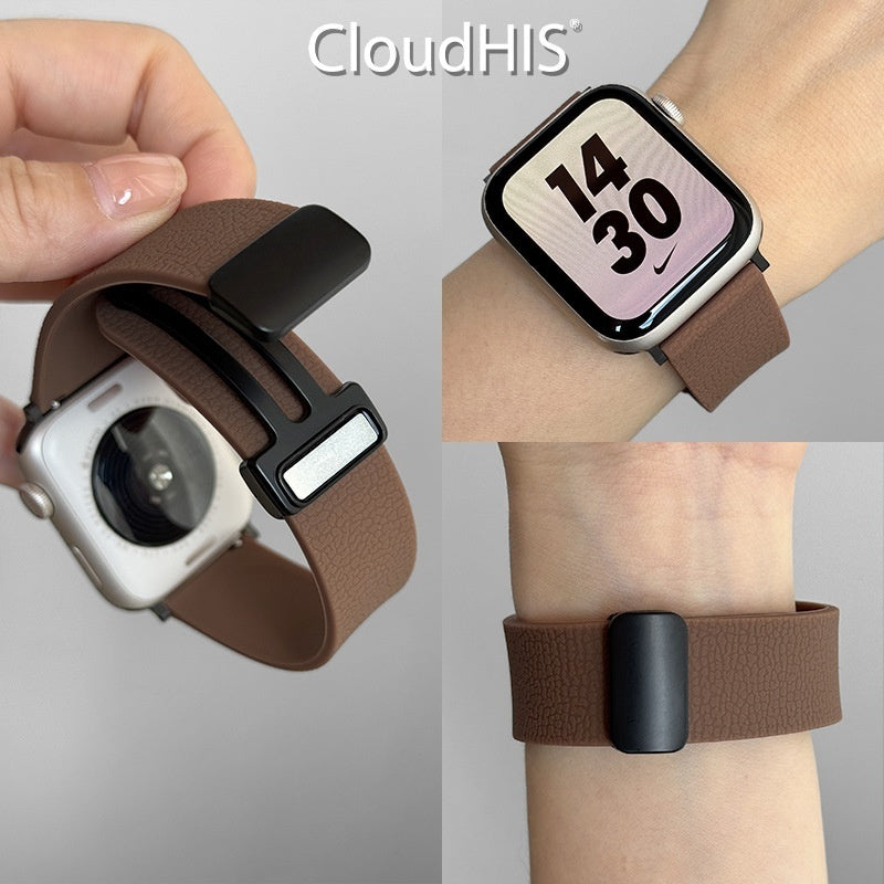 Lychee-pattern Silicone Magnetic Sports Watch Strap