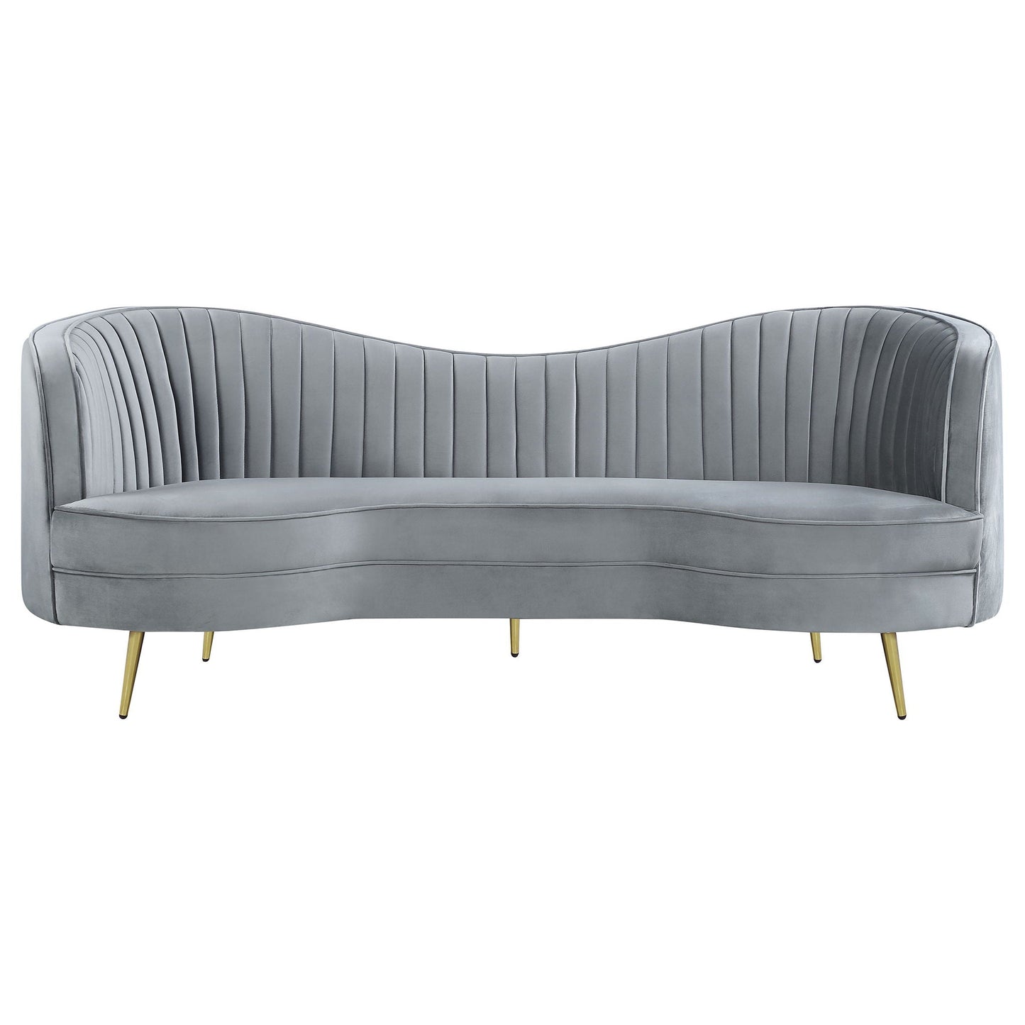 Reigha - Upholstered Sofa Lounge Furniture With Channel Tufted Backrest - Gray