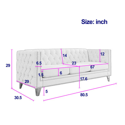 Modern Sofa With Button Tufting, Upholstered Couch For Living Room
