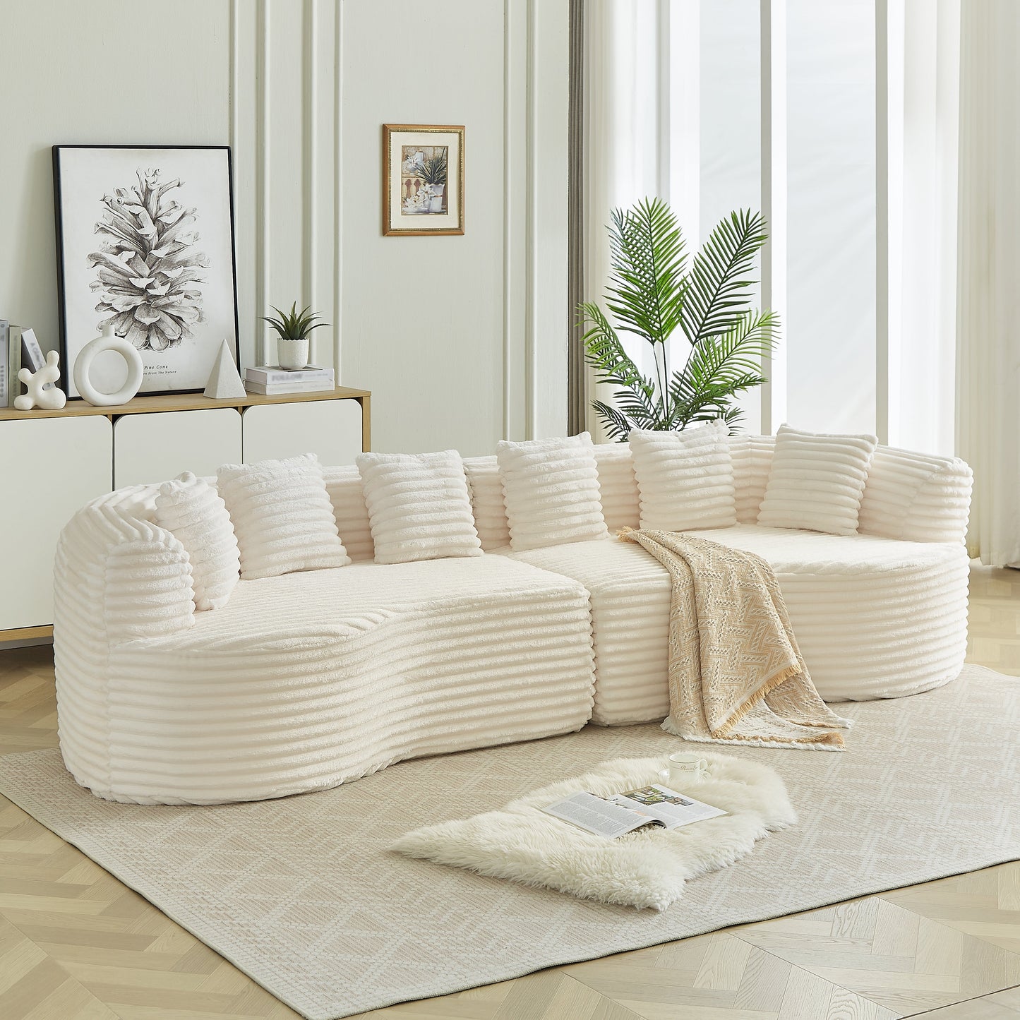 Curved Sectional Sofa - 111.5-inch Oversized Modern Design