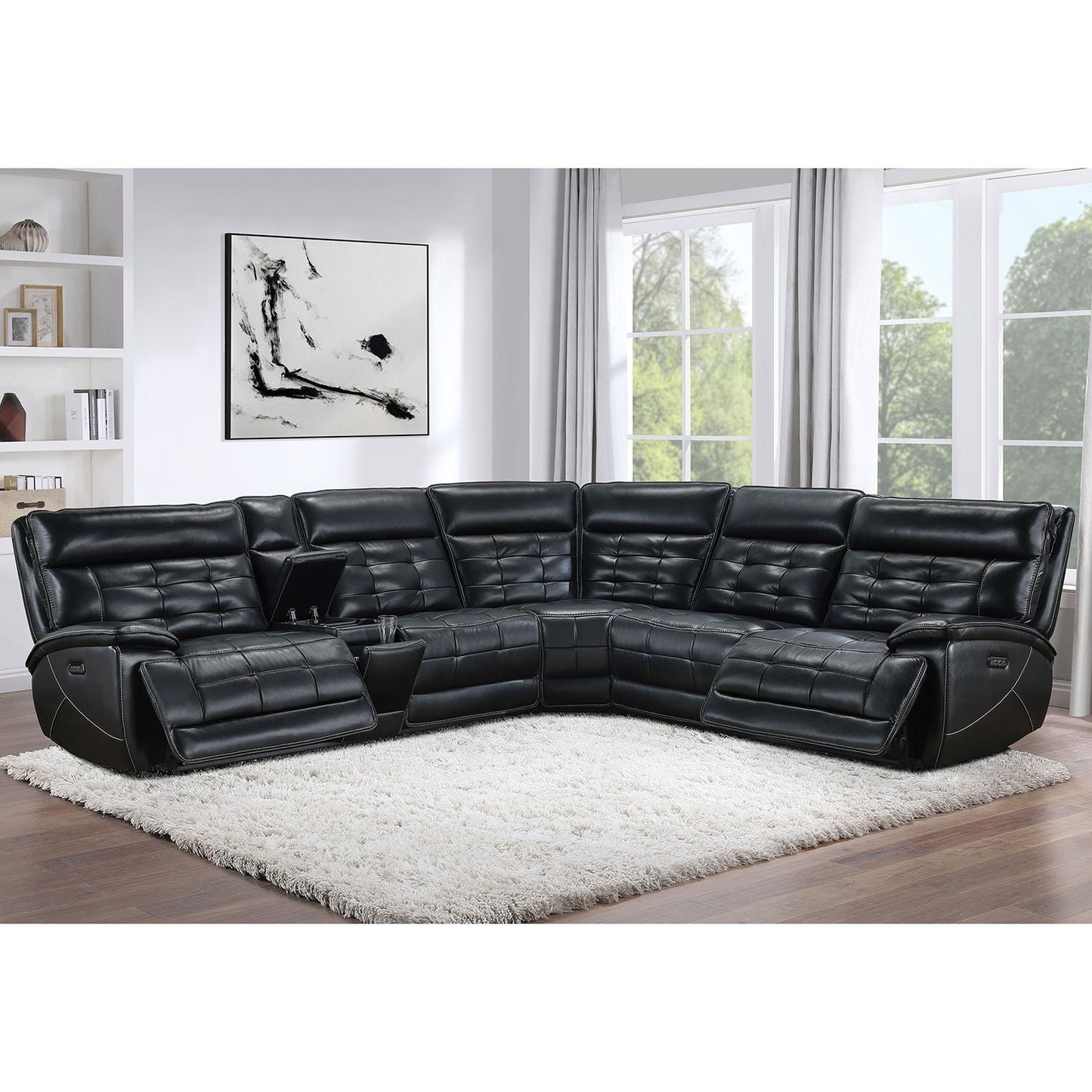Hayden - Dual Power Reclining Sectional Sofa - Black