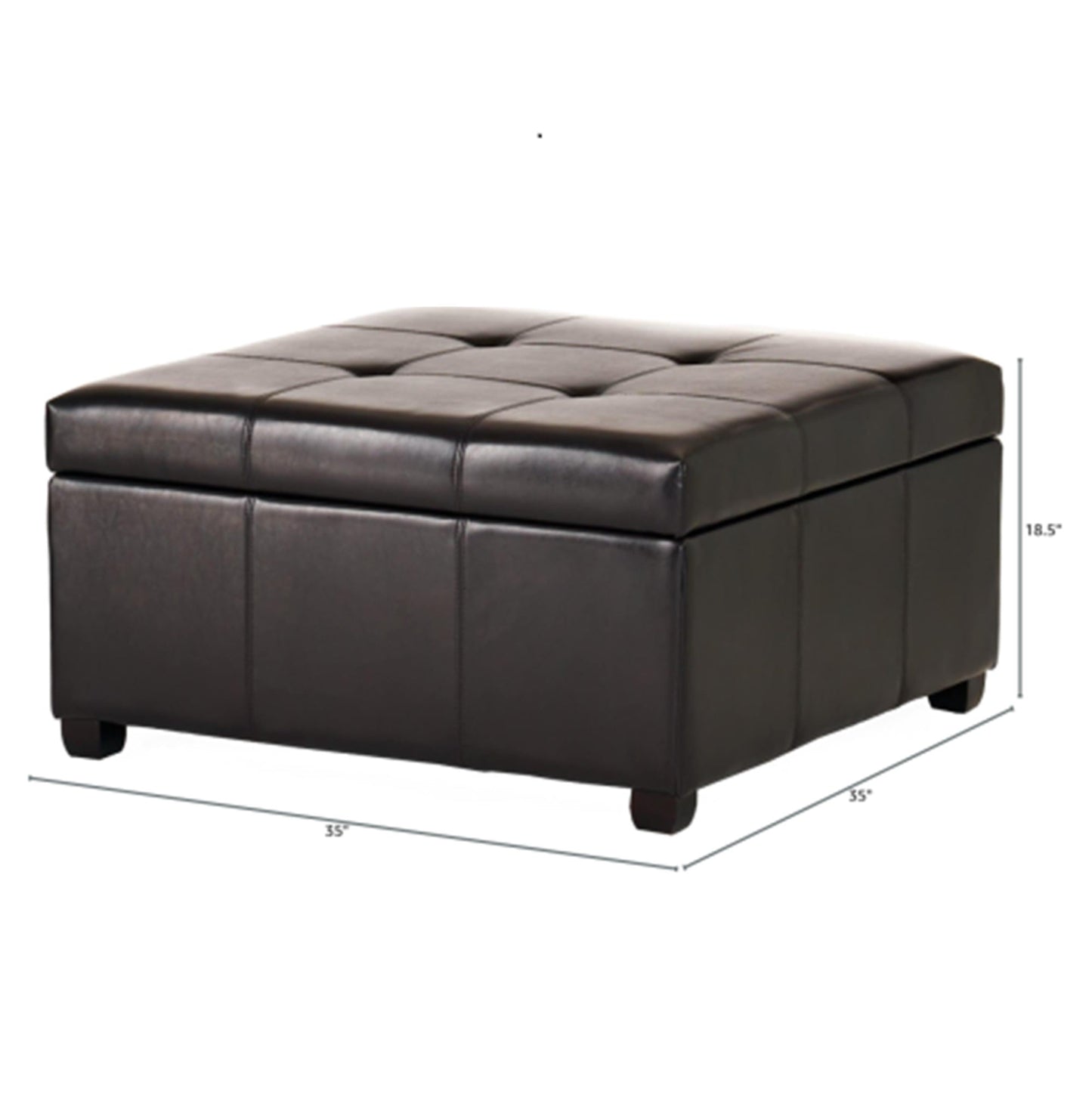 35inch Storage Ottoman, Large Square Ottoman Bench with Storage, Tufted Ottomans Footstool for Living Room