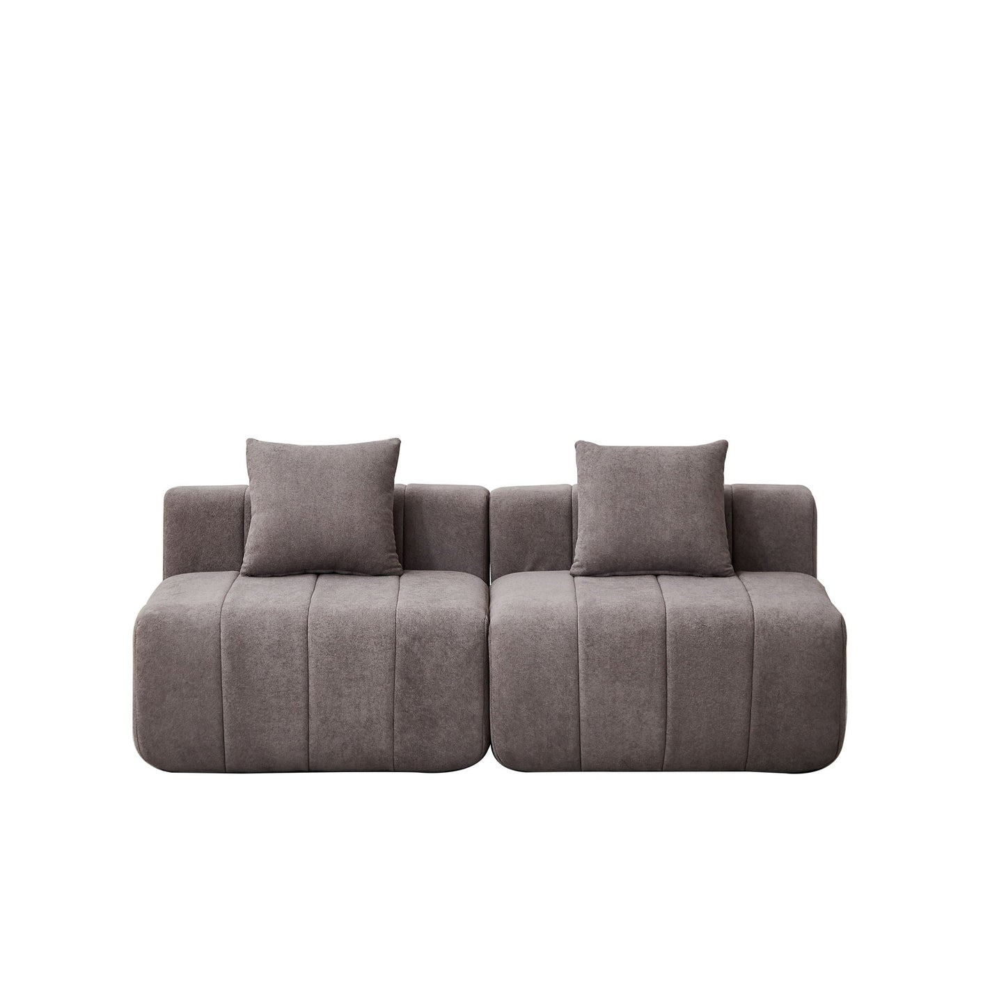 Modular Sectional Sofa With 2 Pillows, Symmetrical Design