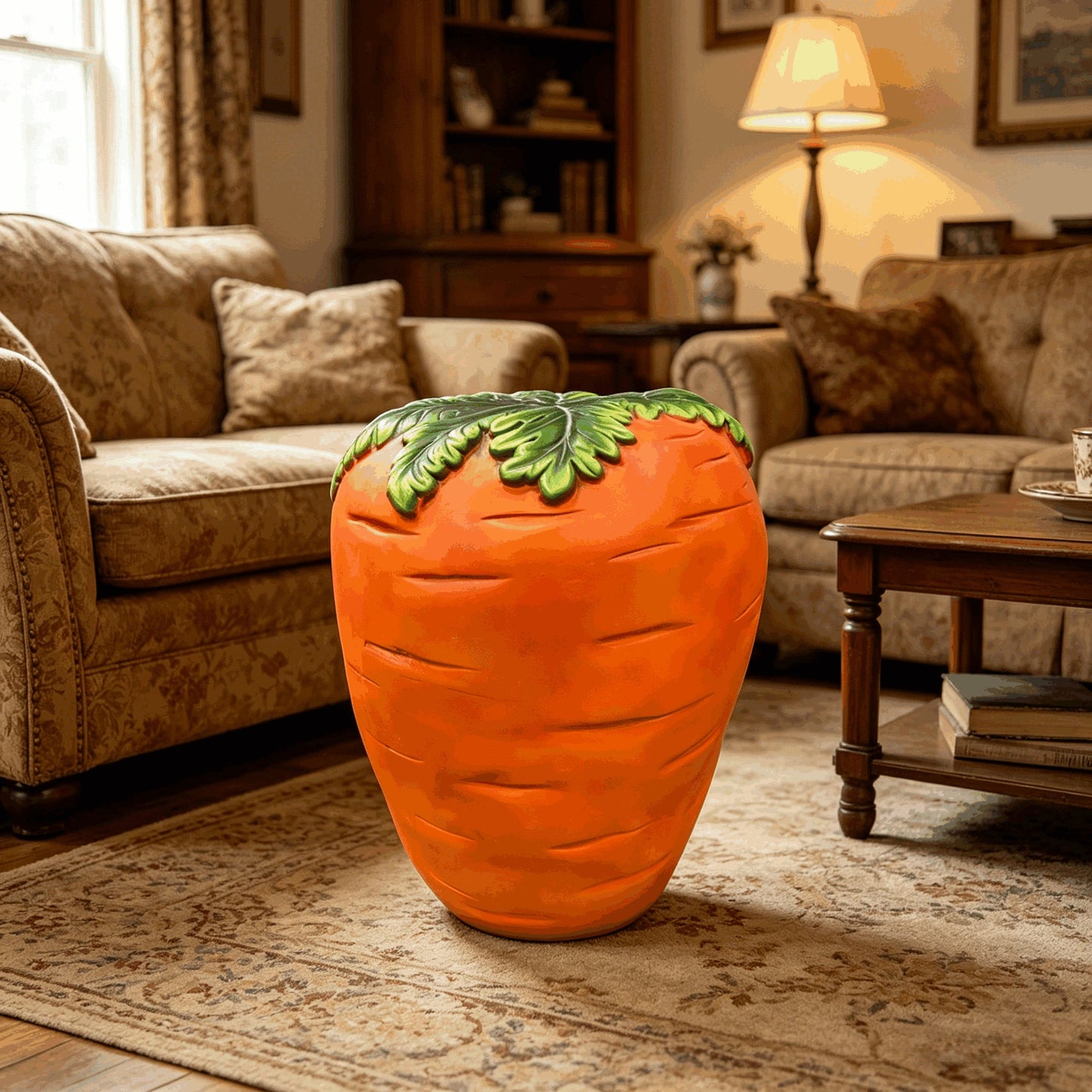 16" Oversized Carrot-Shaped Resin Stool