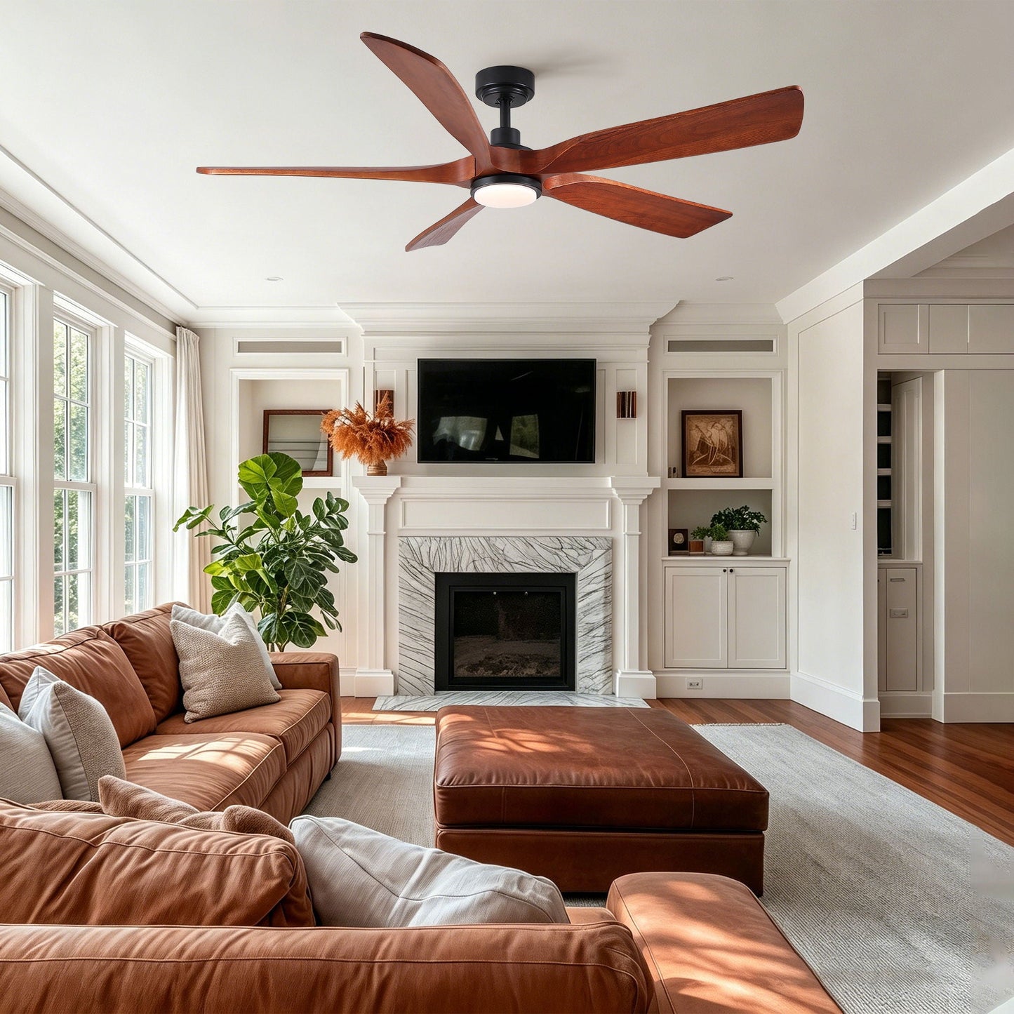 Ceiling Fan With Light And Remote Control, Noiseless, Dimmable, 6 Speeds Reversible For Indoor Or Covered Outdoor Use - Matte Black