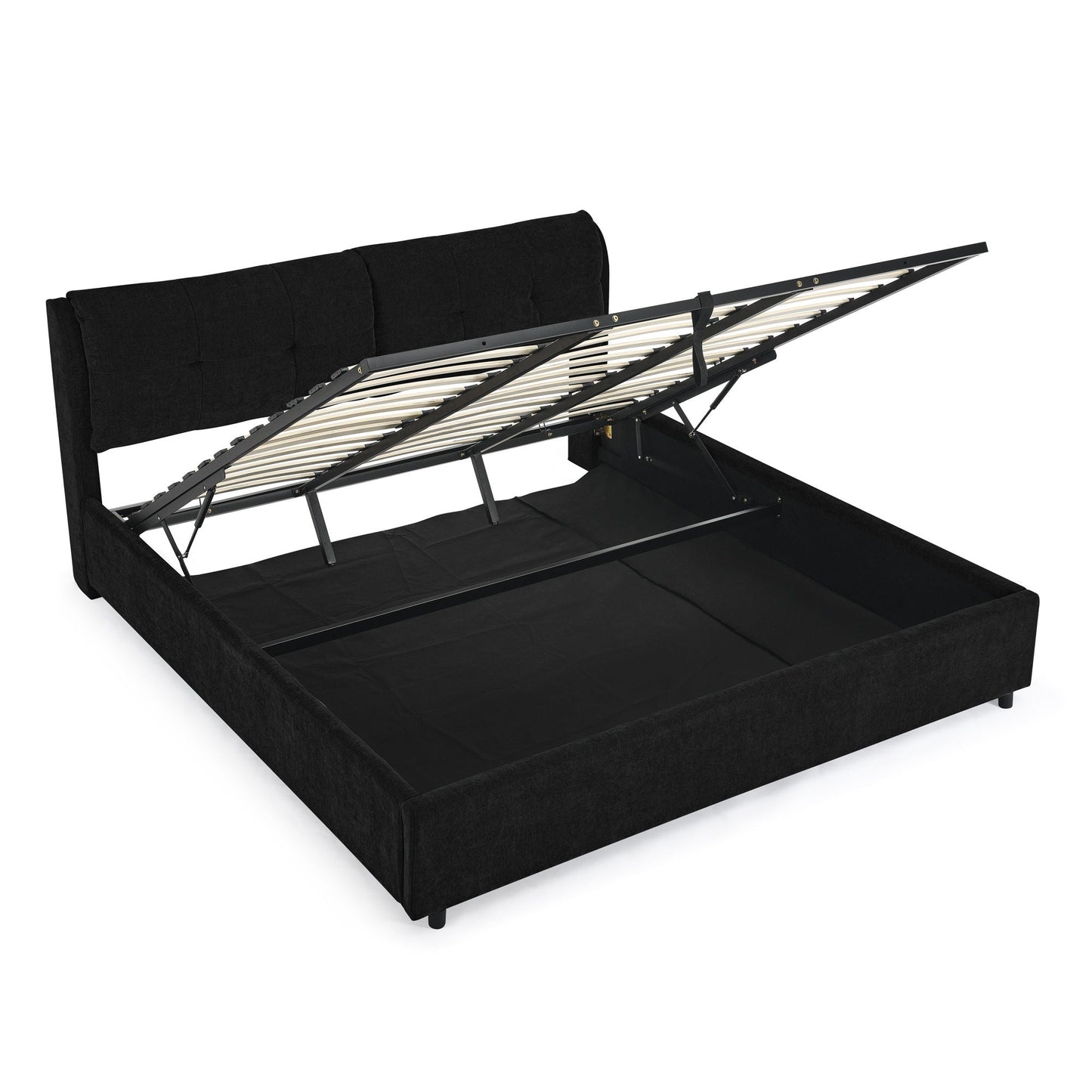 Storage Upholstered Hydraulic Platform Bed With Integrated Headboard