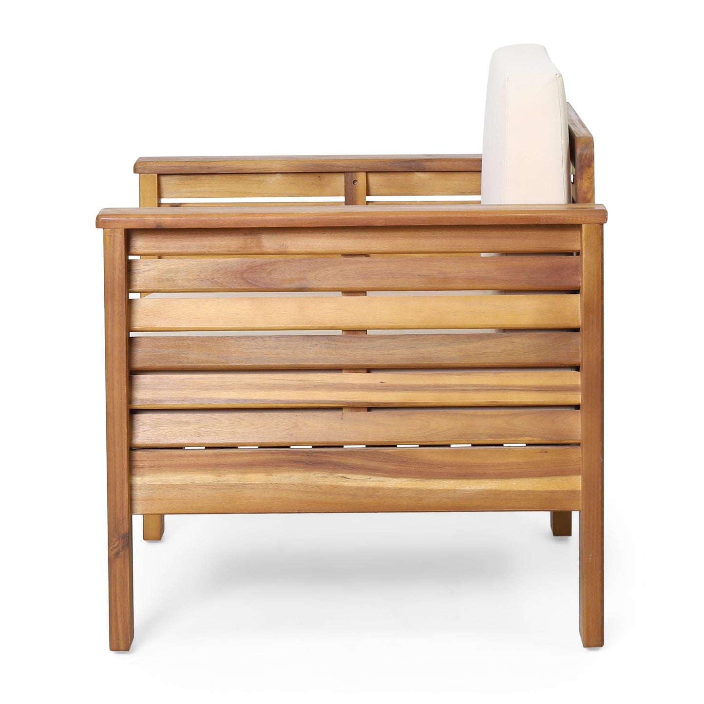 Set of 2 Outdoor Acacia Wood Club Chairs with Cushions