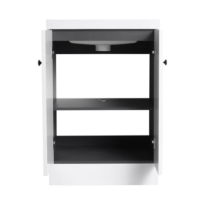 Contemporary Freestanding Bathroom Vanity With Resin Sink & Soft-Close Cabinet Doors