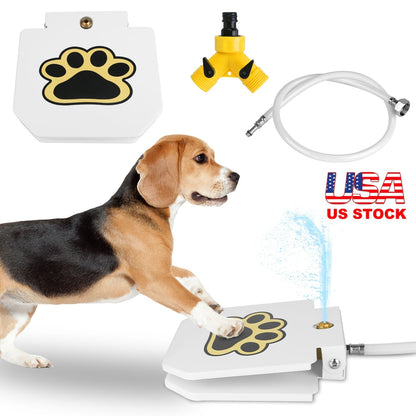 Dog Water Fountain Outdoor Dog Pet Water Dispenser Step-on Activated Sprinkler w/ Interactive Paw Pedal Valve for Drinking Fresh Water