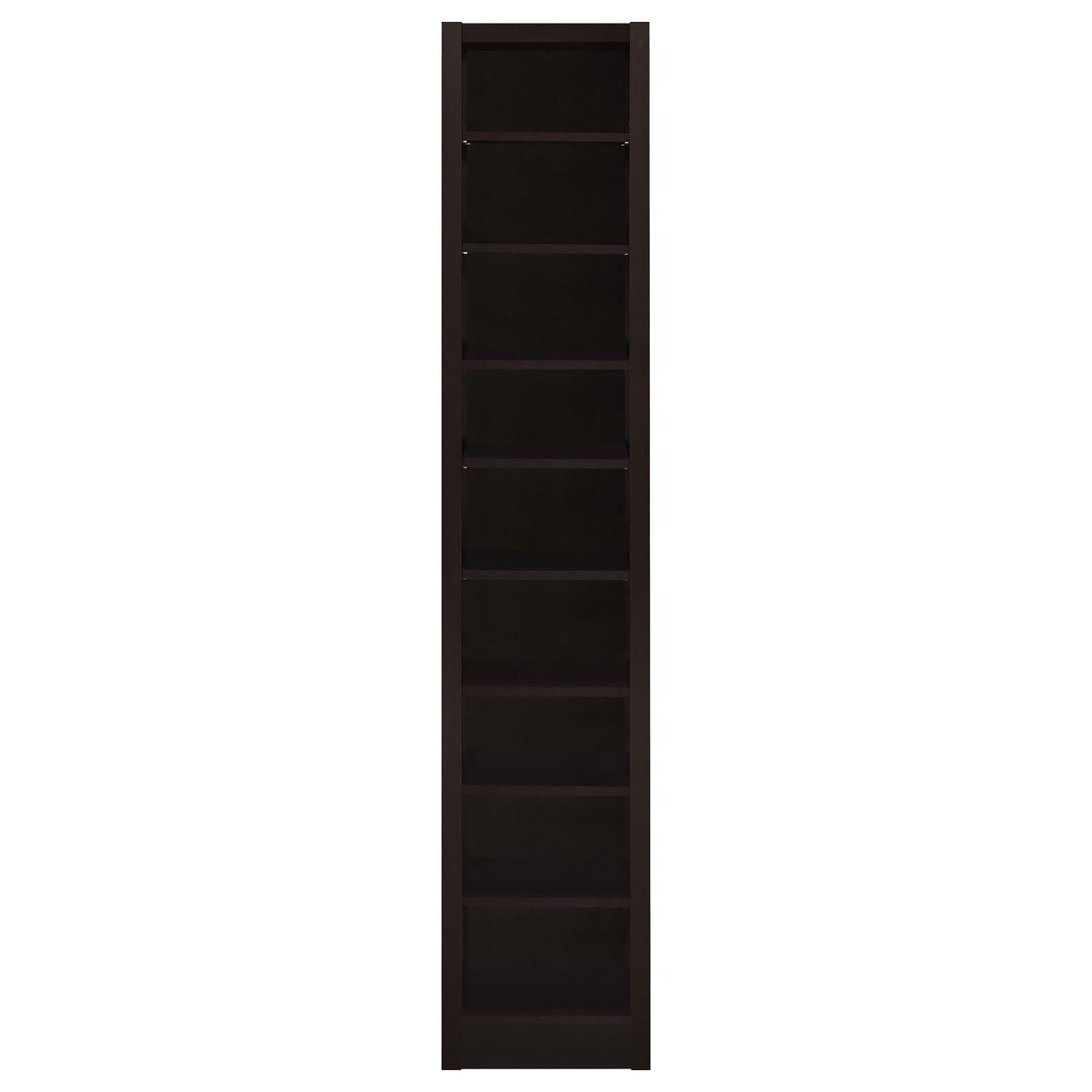 Rectangular Bookcase Tall Slim Storage With 9 Shelves - Brown