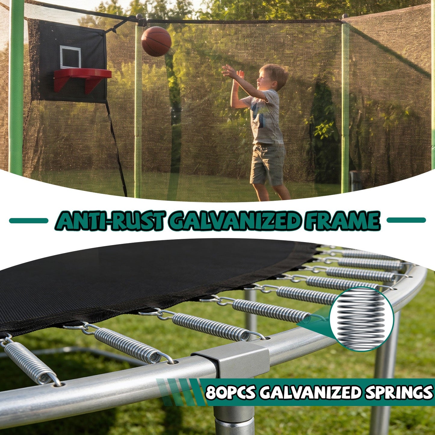 14FT Sports Fitness Trampoline with Enclosure Net