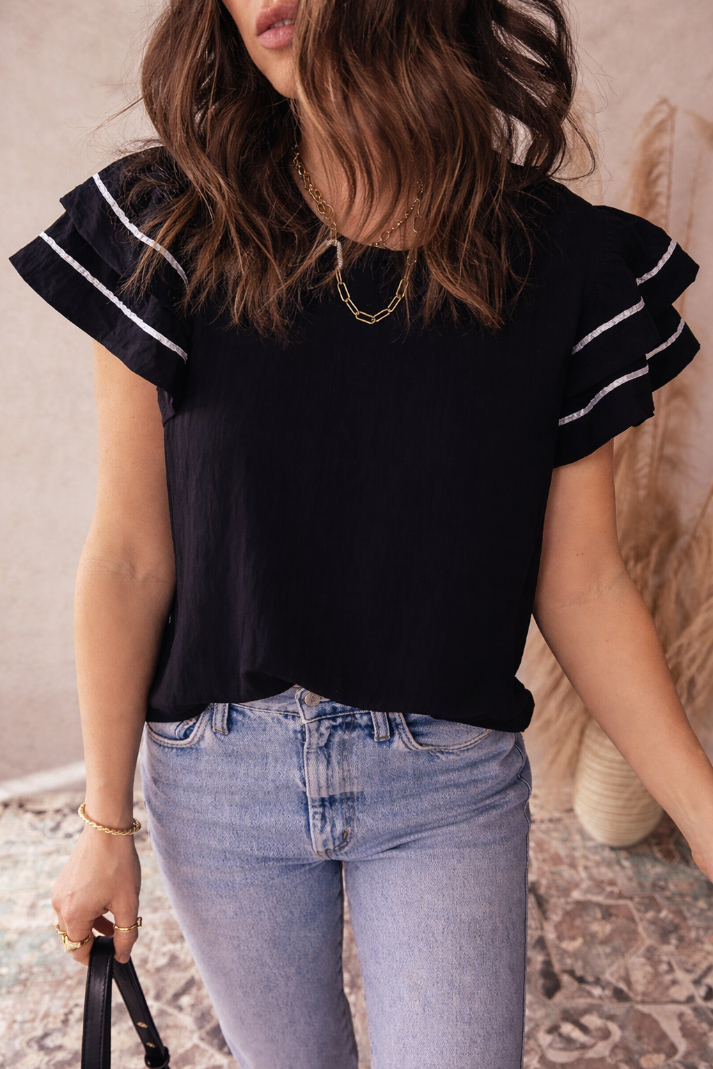 Amani Short Sleeve Textured Blouse