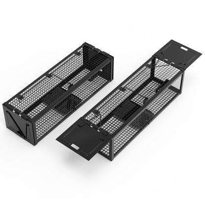 2-Pack Humane Live Rat Trap Cage with Dual Doors