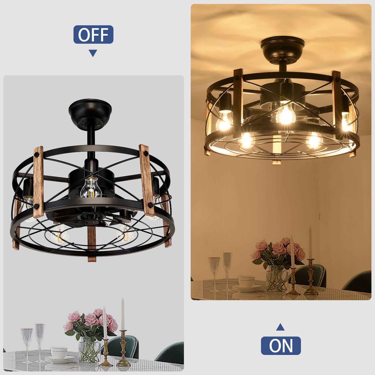 20'' Cage Ceiling Fan With Remote Control