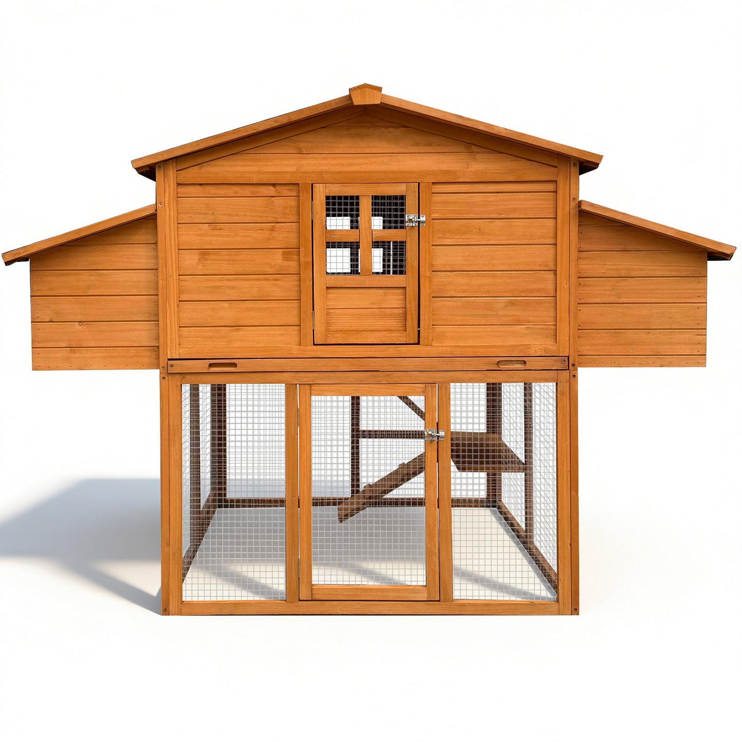 Chicken House for Outdoor with Two Nesting Boxes, Leakproof Pull-On Tray, and UV-Resistant Roof Panel