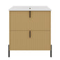 Fluted Bathroom Vanity With Ceramic Sink, Freestanding Design