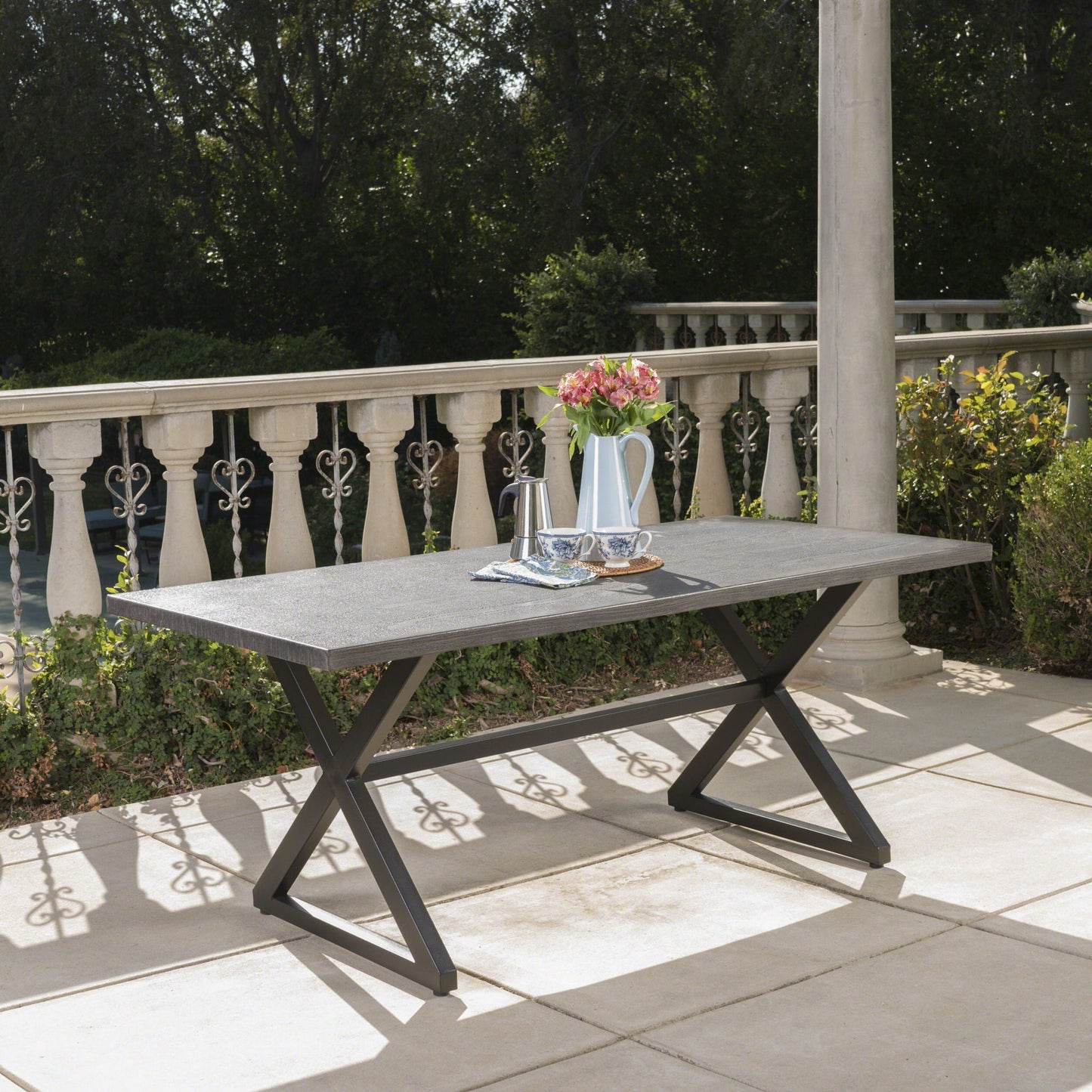 Rolando Outdoor Aluminum Dining Table with Steel Frame