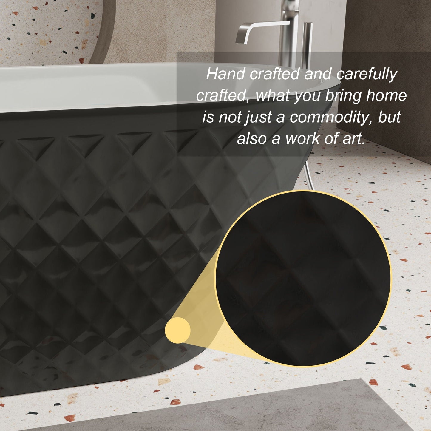 Freestanding Bathtub With Diamond Pattern Design