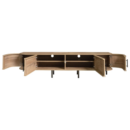 70" TV Stand With Doors, Construction For TVs Up To 80" - Natural Wood