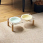 Cat Water Bowl Dog Basin Anti-tumble High Leg Cat Bowl Ceramic Cat Food Holder Double Bowl