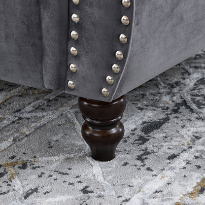 Chesterfield Sofa With Rolled Arms And Nailhead Trim