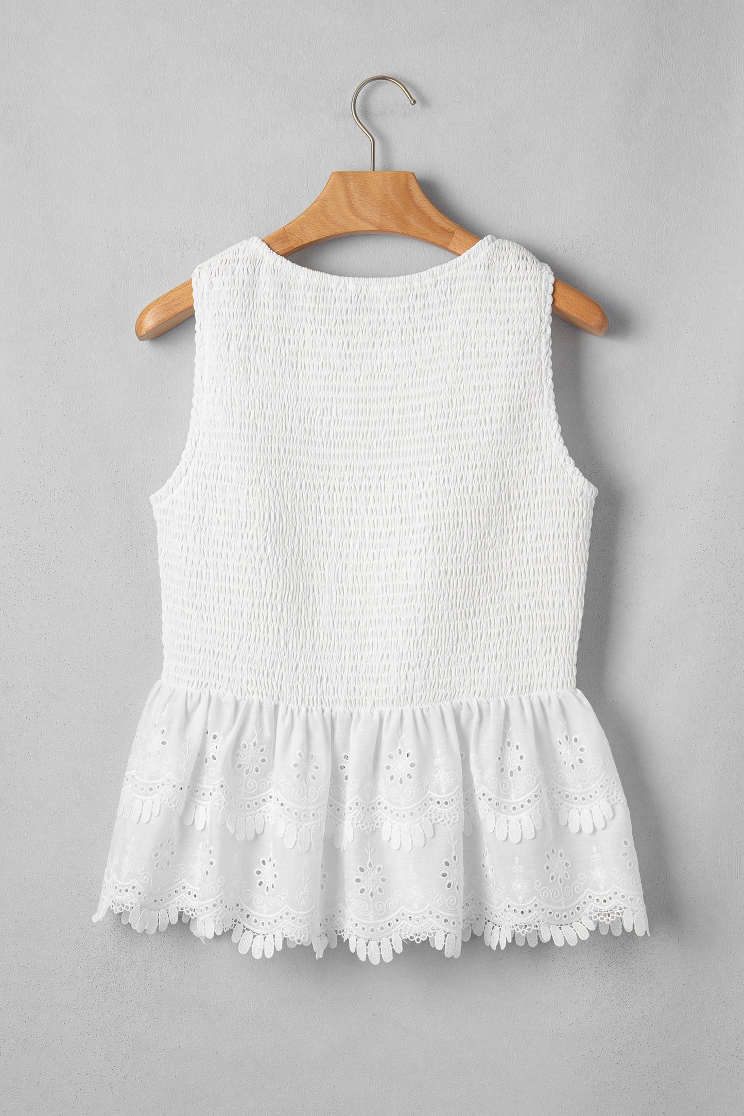 Danielle Smocked Lace Peplum Top