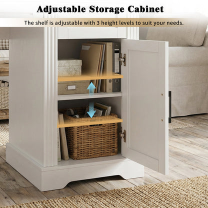 55" Farmhouse Office Desk with Storage Cabinet & Charging Station